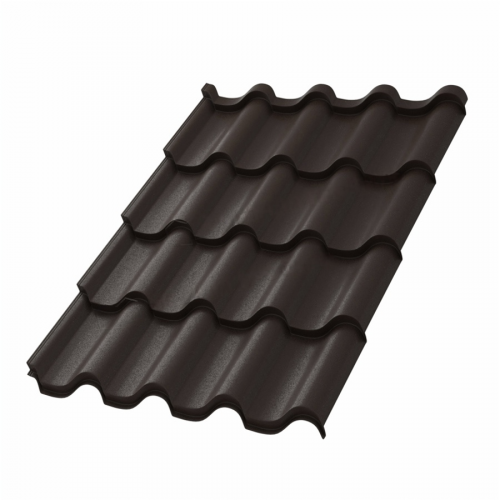 Металлочерепица Монтерроса VALORI 0,5 Dark Brown Тёмно-коричневый